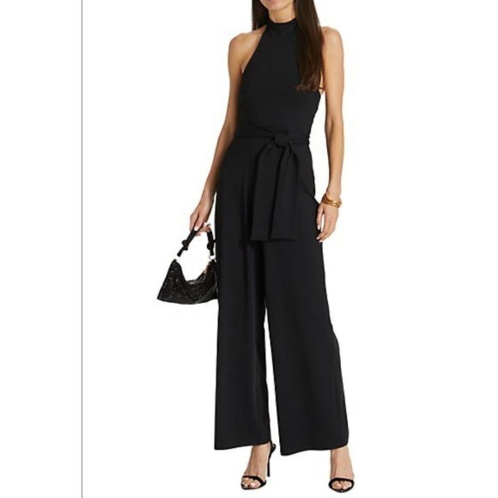 SUSANA MONACO Mock Neck Open Back black Jumpsuit size XL